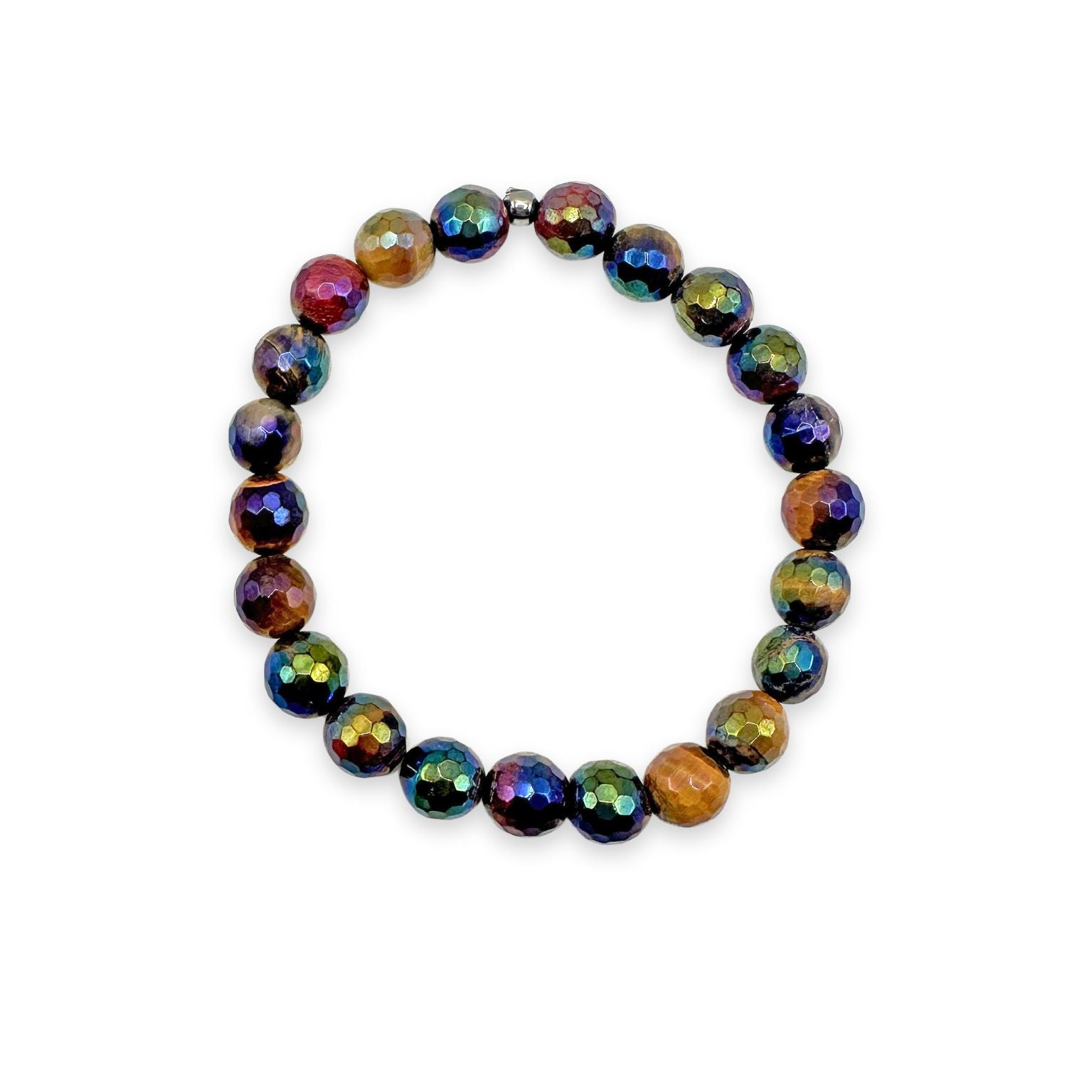 womens beaded bracelet in 8mm rainbow tiger's eye from Featherly