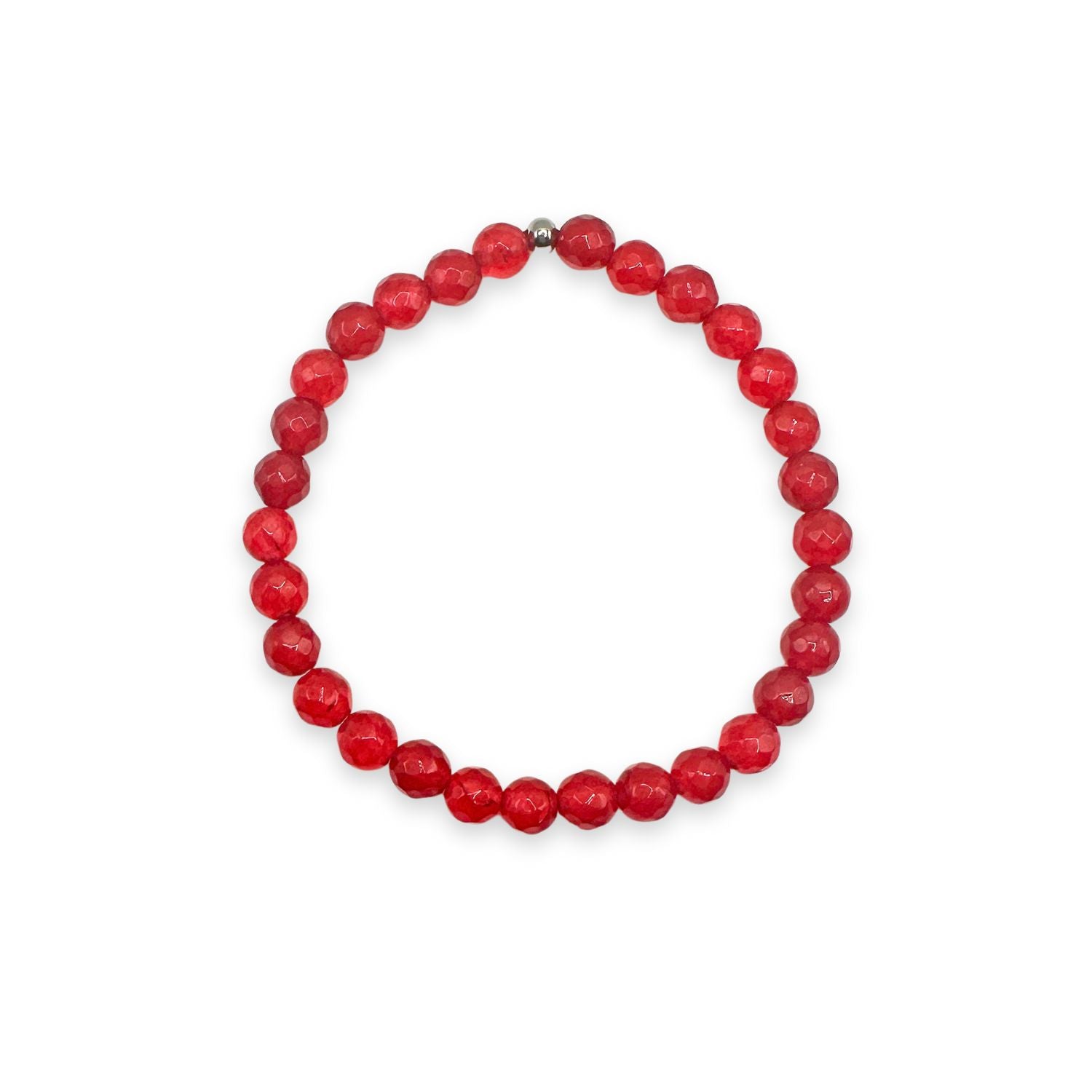 womens beaded bracelet in 6mm faceted red jade from Featherly