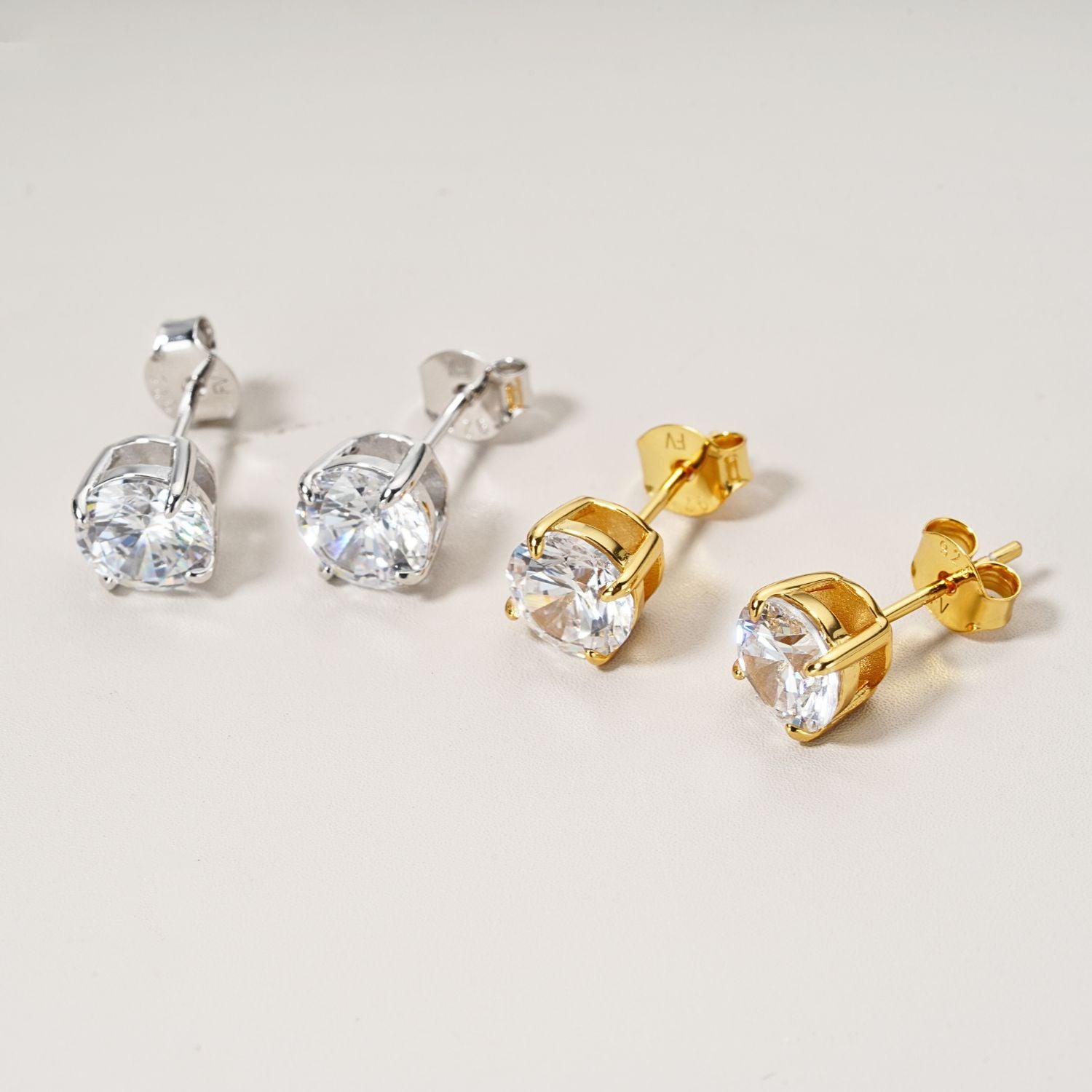 CZ Round Stud Earrings