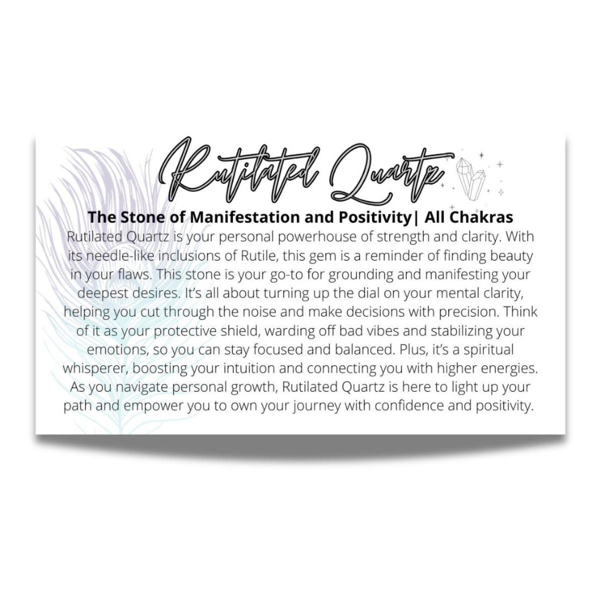 Featherly Black Rutilated Quartz Mini Stacker Crystal Gemstone Beaded
Bracelet Meaning Card