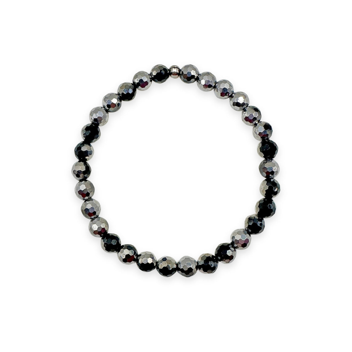 Silver Black Onyx Faceted Mini Bracelet