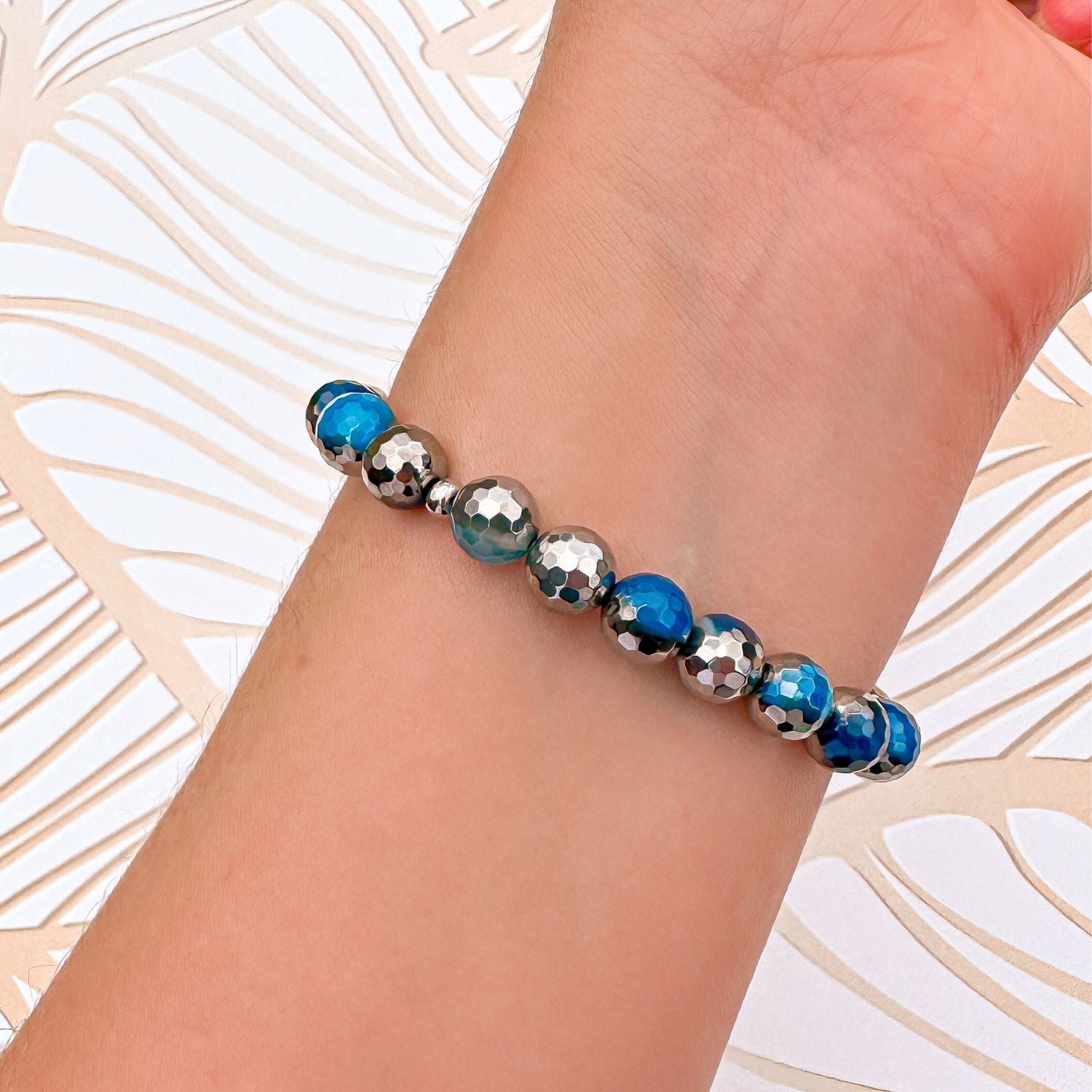 stacker bracelet from featherly in silver blue agate