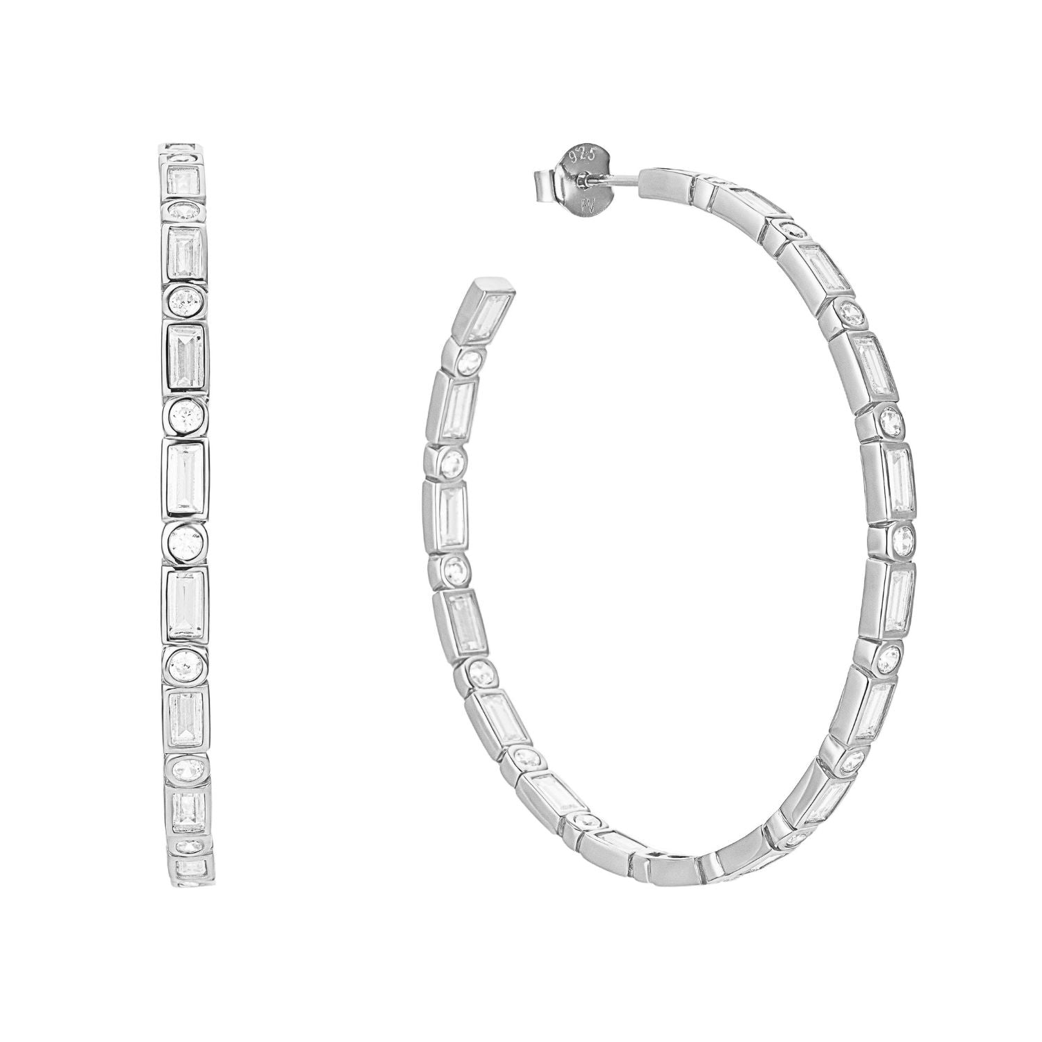CZ Baguette Hoop Earrings