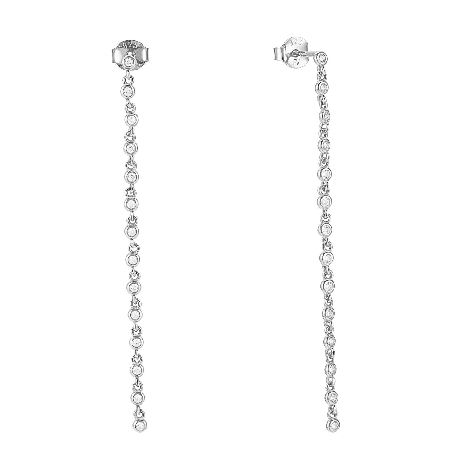 CZ Bezel Drop Dangle Earrings