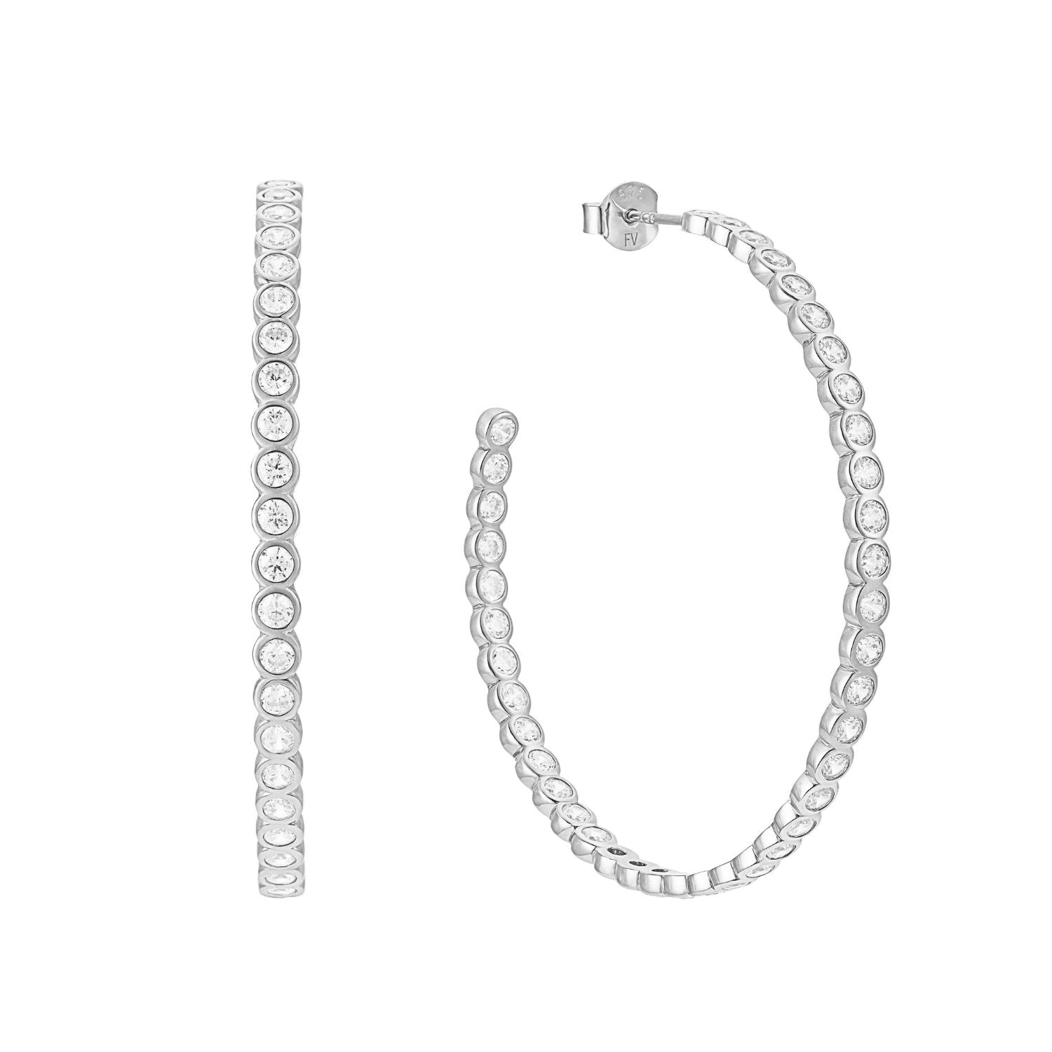 CZ Bezel Hoop Earrings