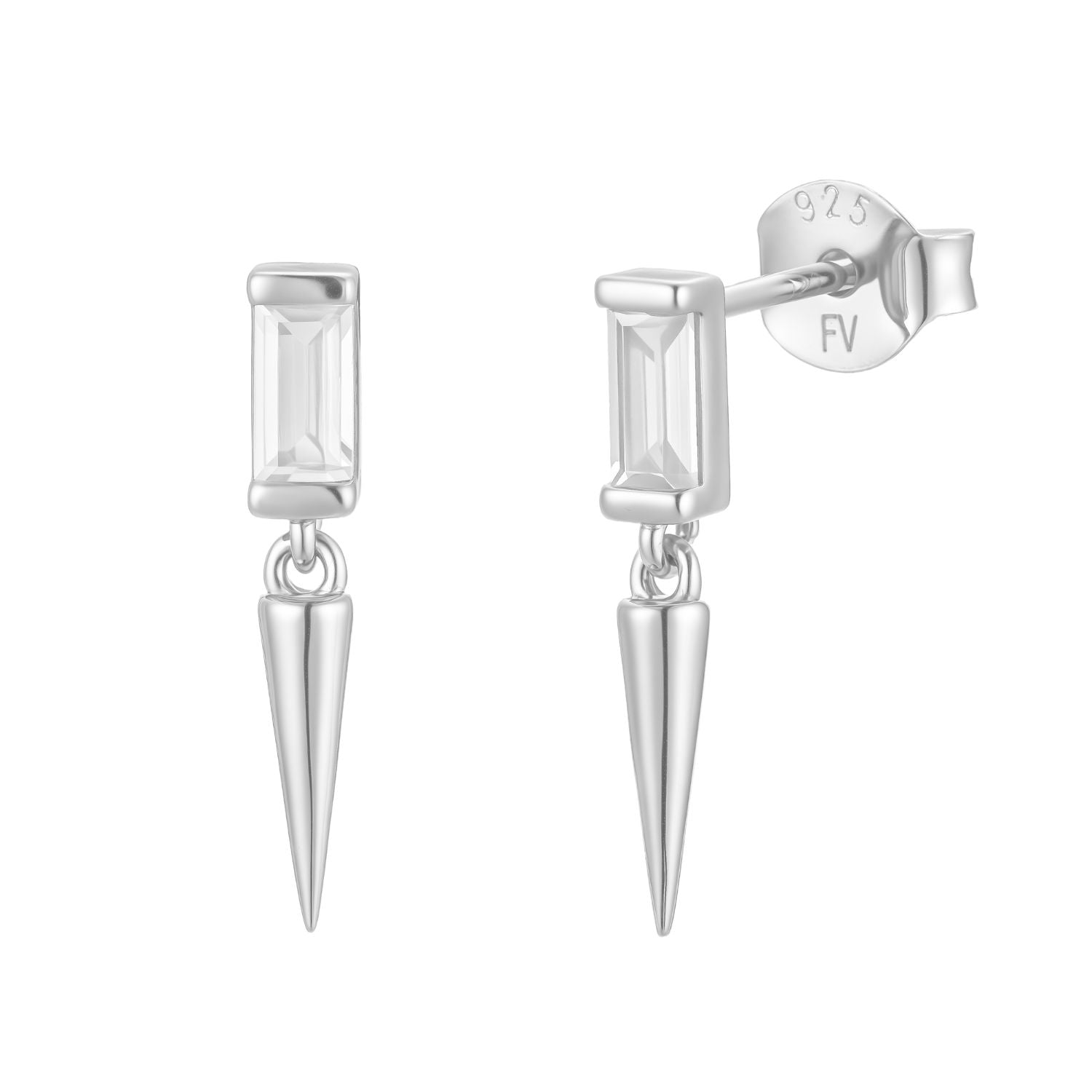 CZ Spike Drop Stud Earrings