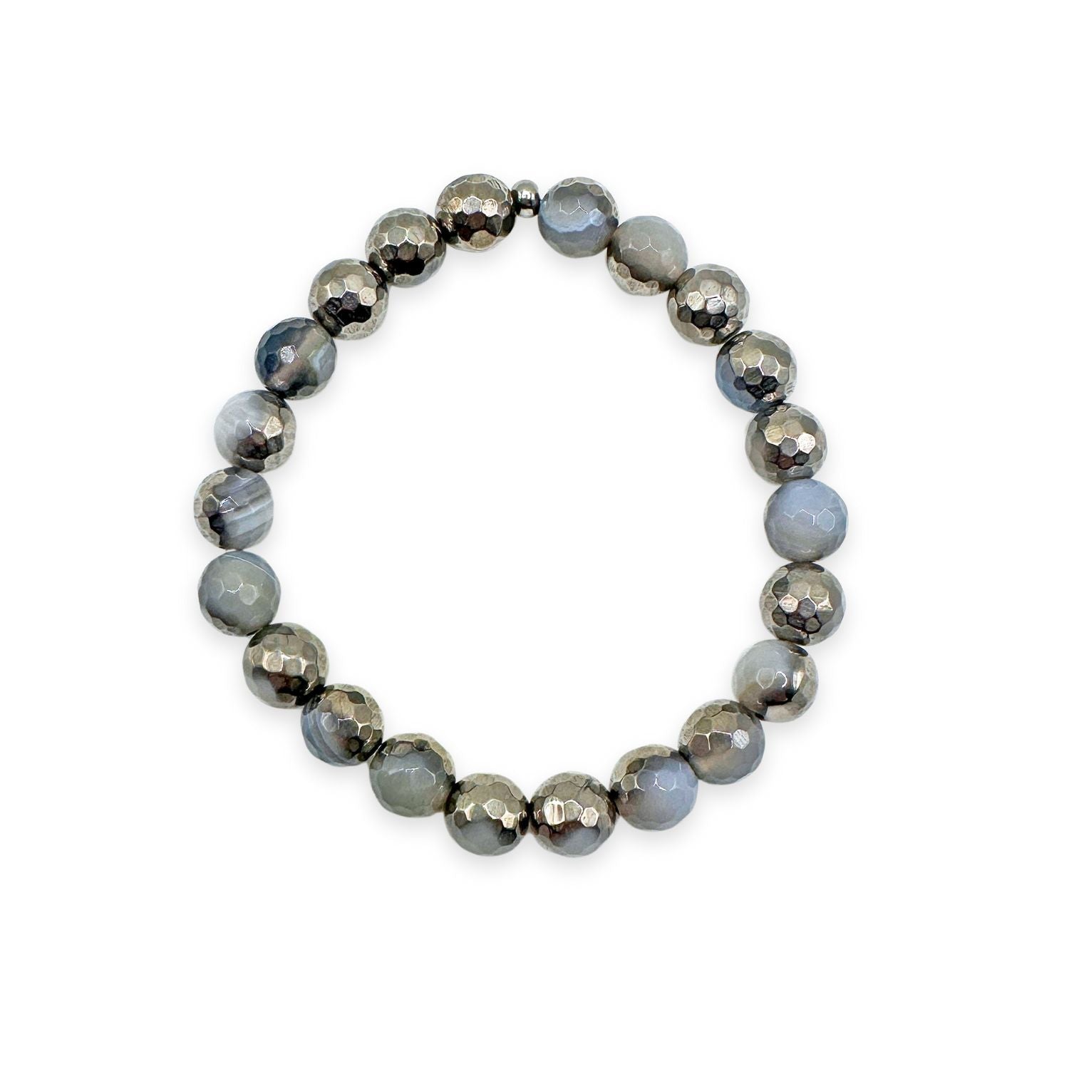 womens beaded bracelet in 8mm silver gray agate from Featherly