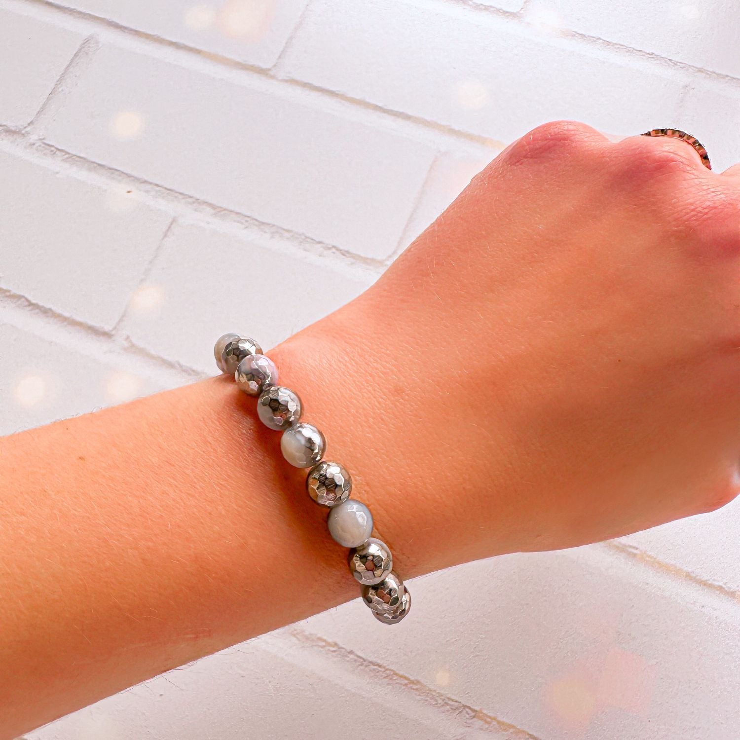 stacker bracelet from featherly in silver gray agate