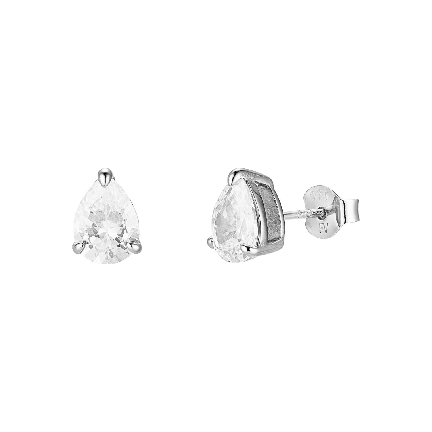CZ Pear Stud Earrings