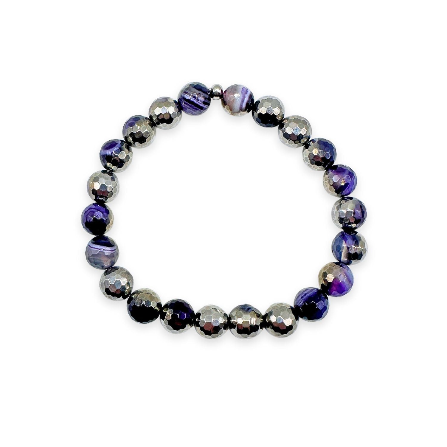 womens beaded bracelet in 8mm silver purple agate from Featherly
