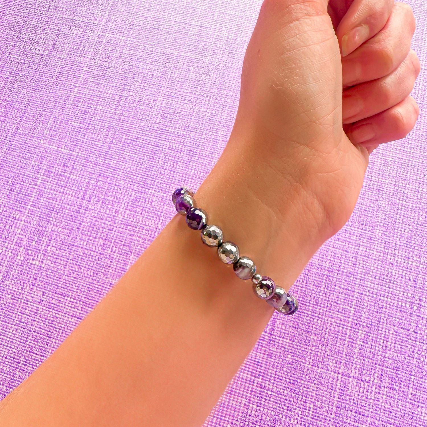stacker bracelet from featherly in silver purple agate