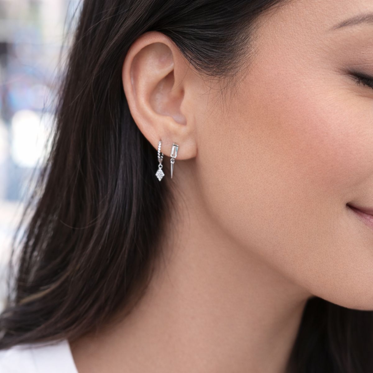 CZ Spike Drop Stud Earrings