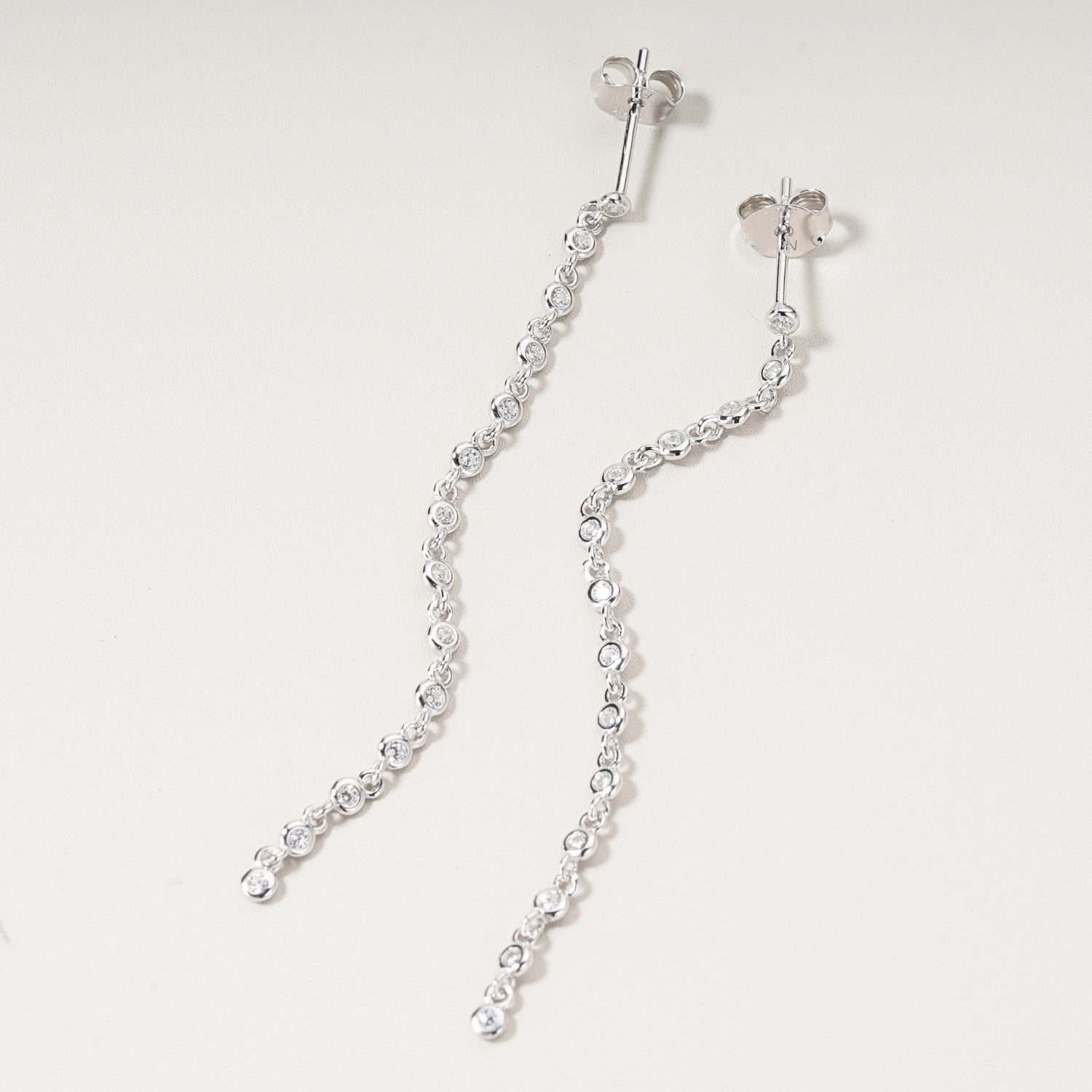 CZ Bezel Drop Dangle Earrings