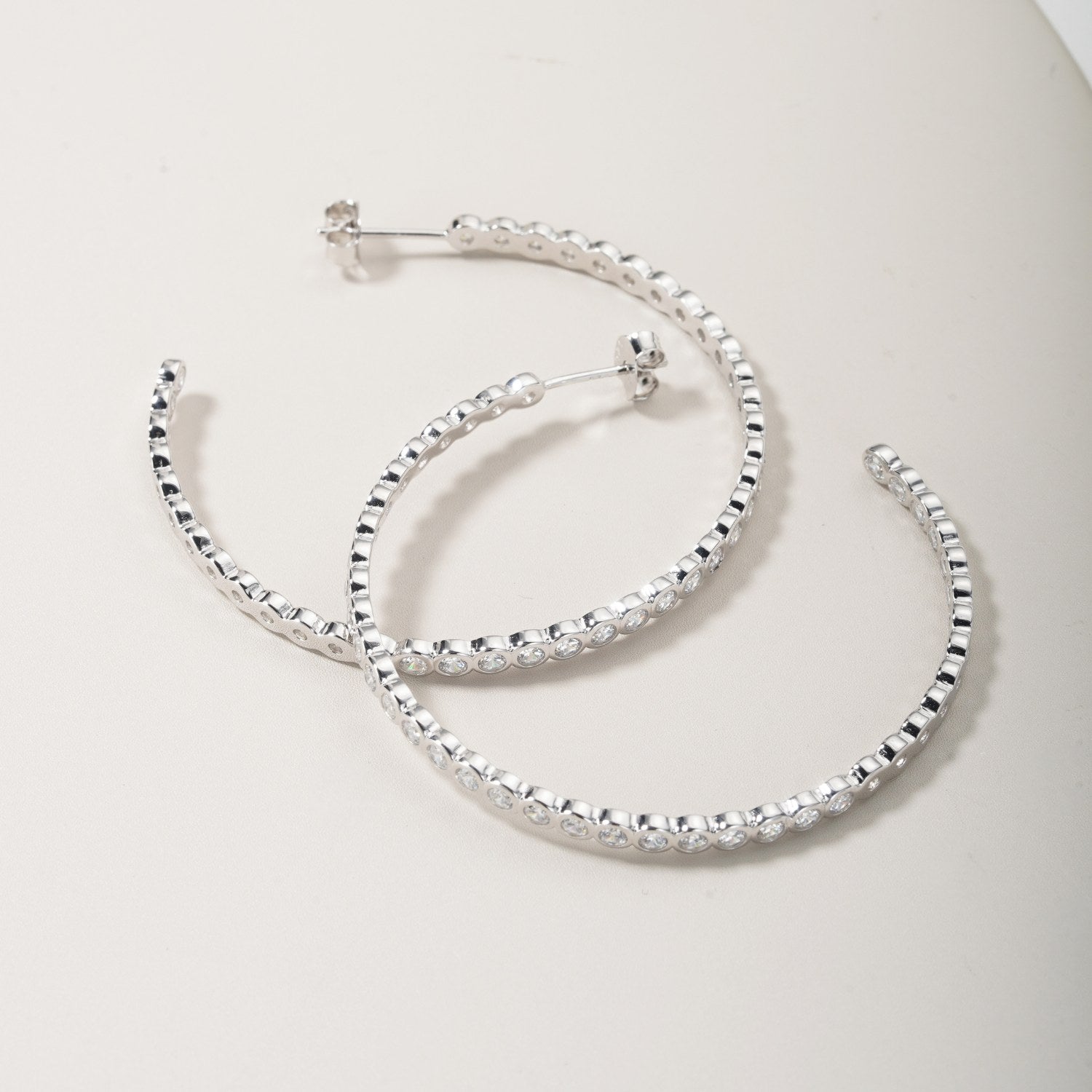 CZ Bezel Hoop Earrings