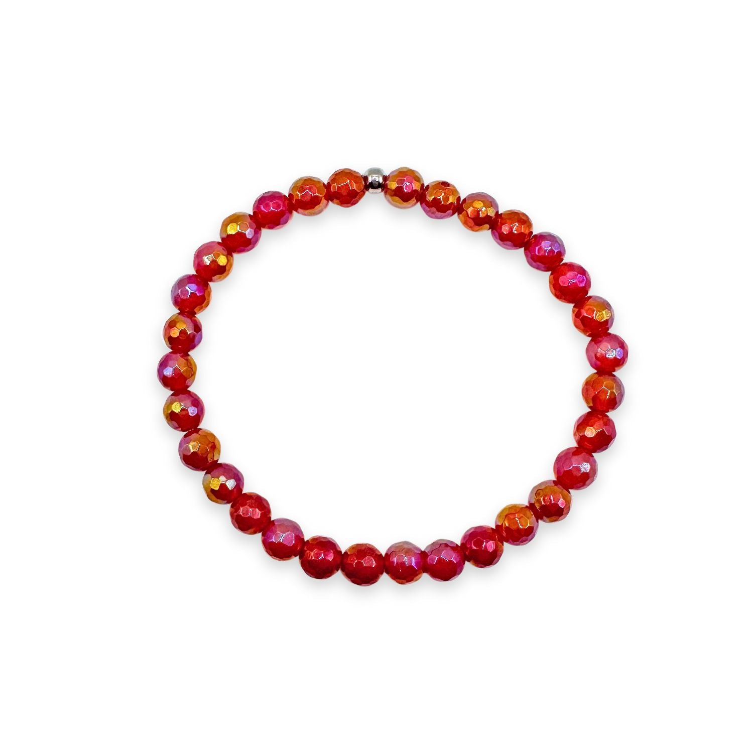 womens beaded bracelet in 6mm strawberry champagne agate from Featherly