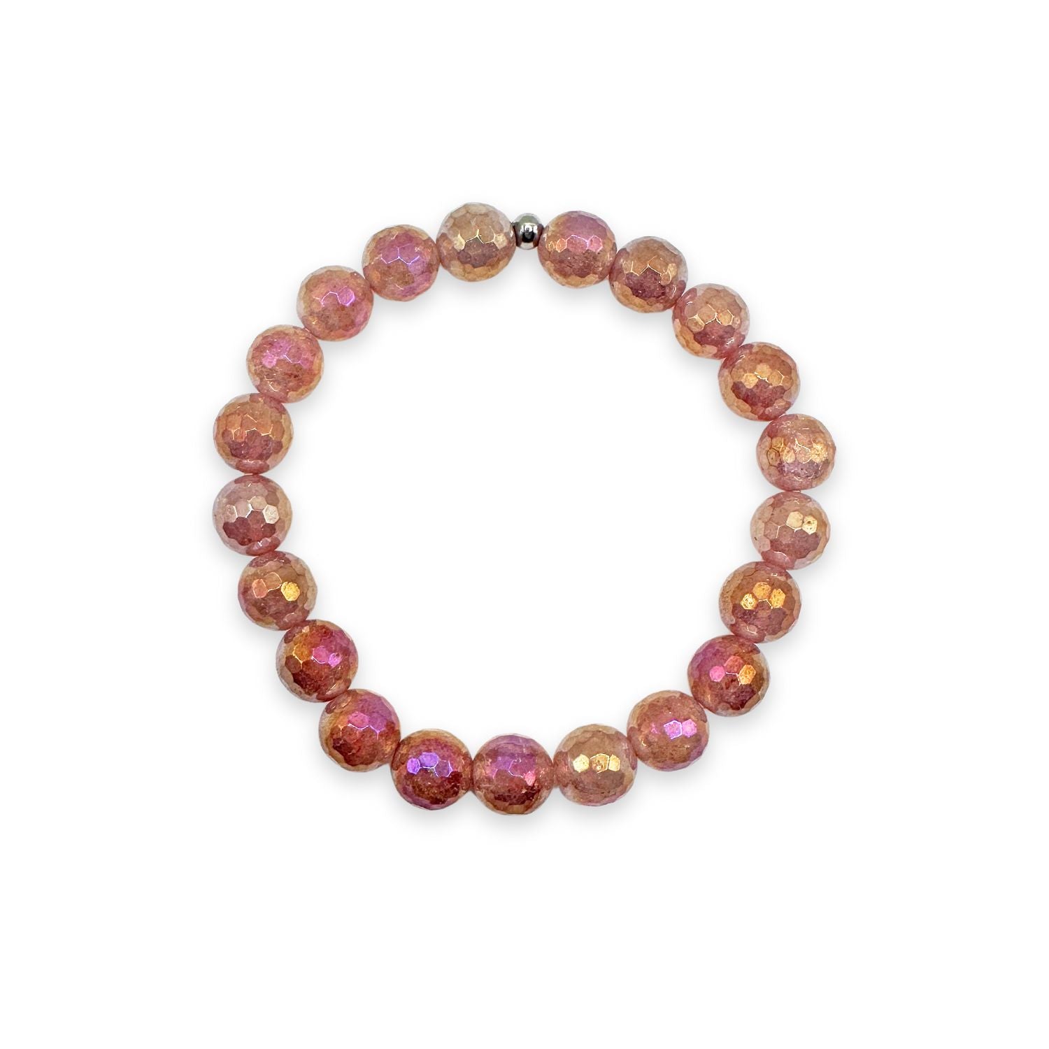 womens beaded bracelet in 8mm mystic strawberry quartz from Featherly