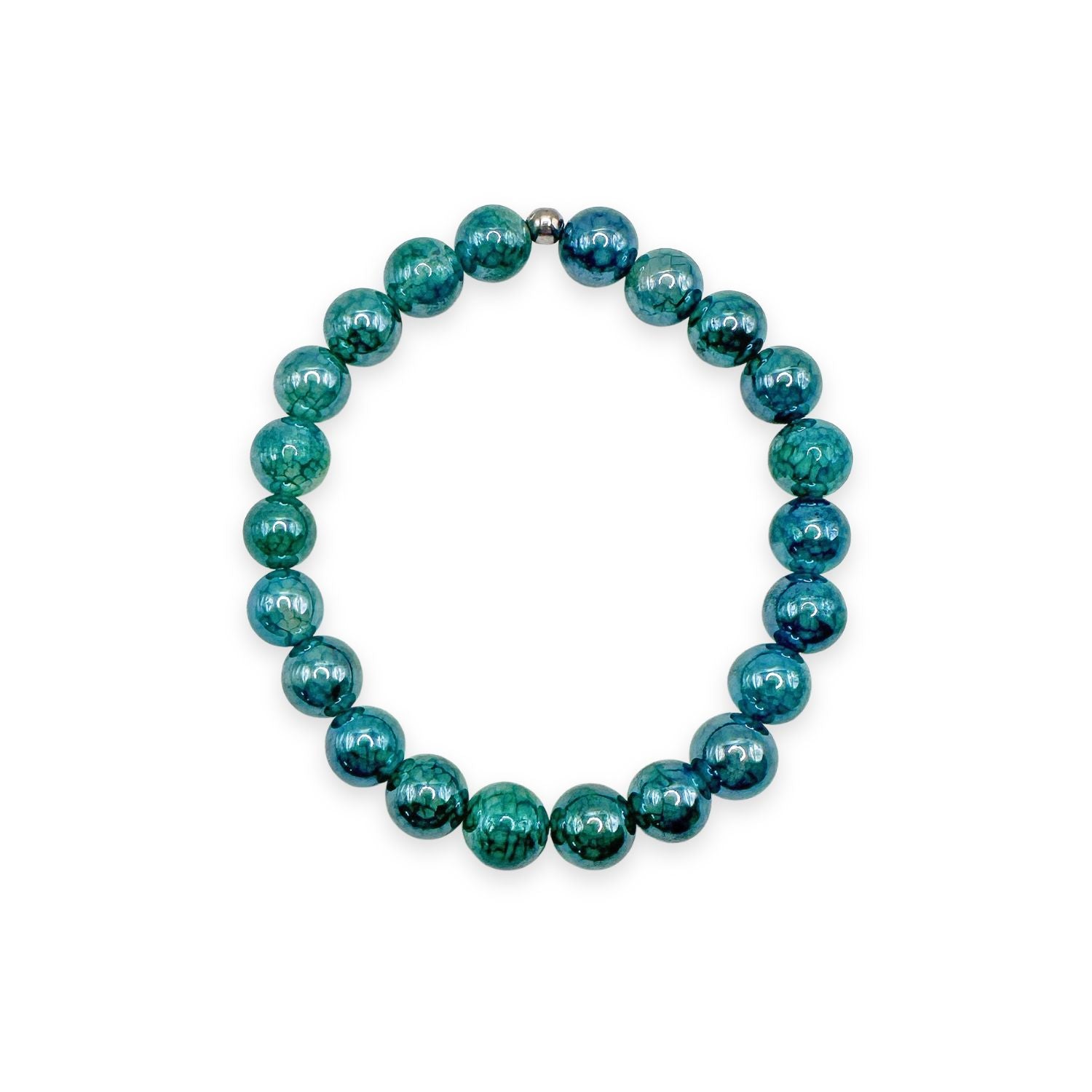 Mystic Teal Dragon Vein Agate Stacker Bracelet