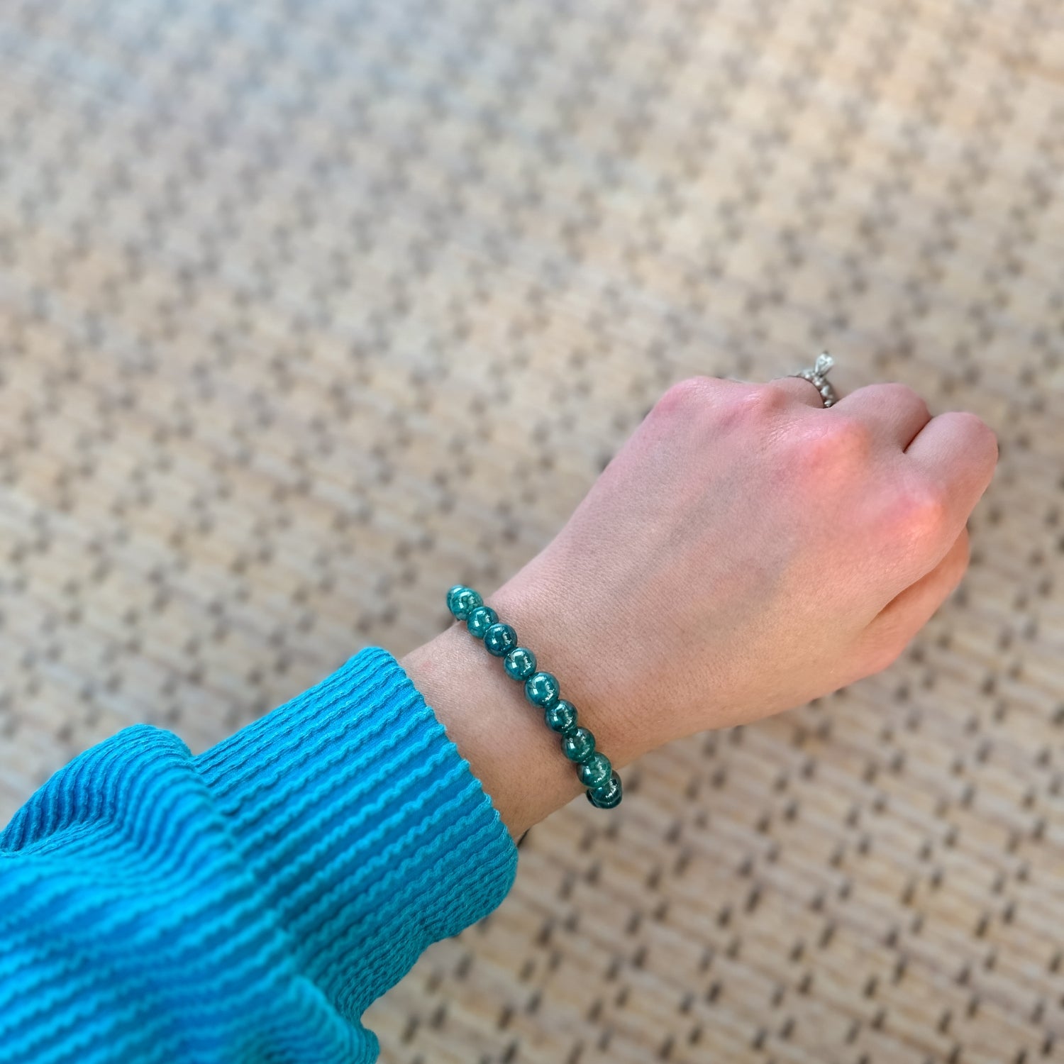 Mystic Teal Dragon Vein Agate Stacker Bracelet