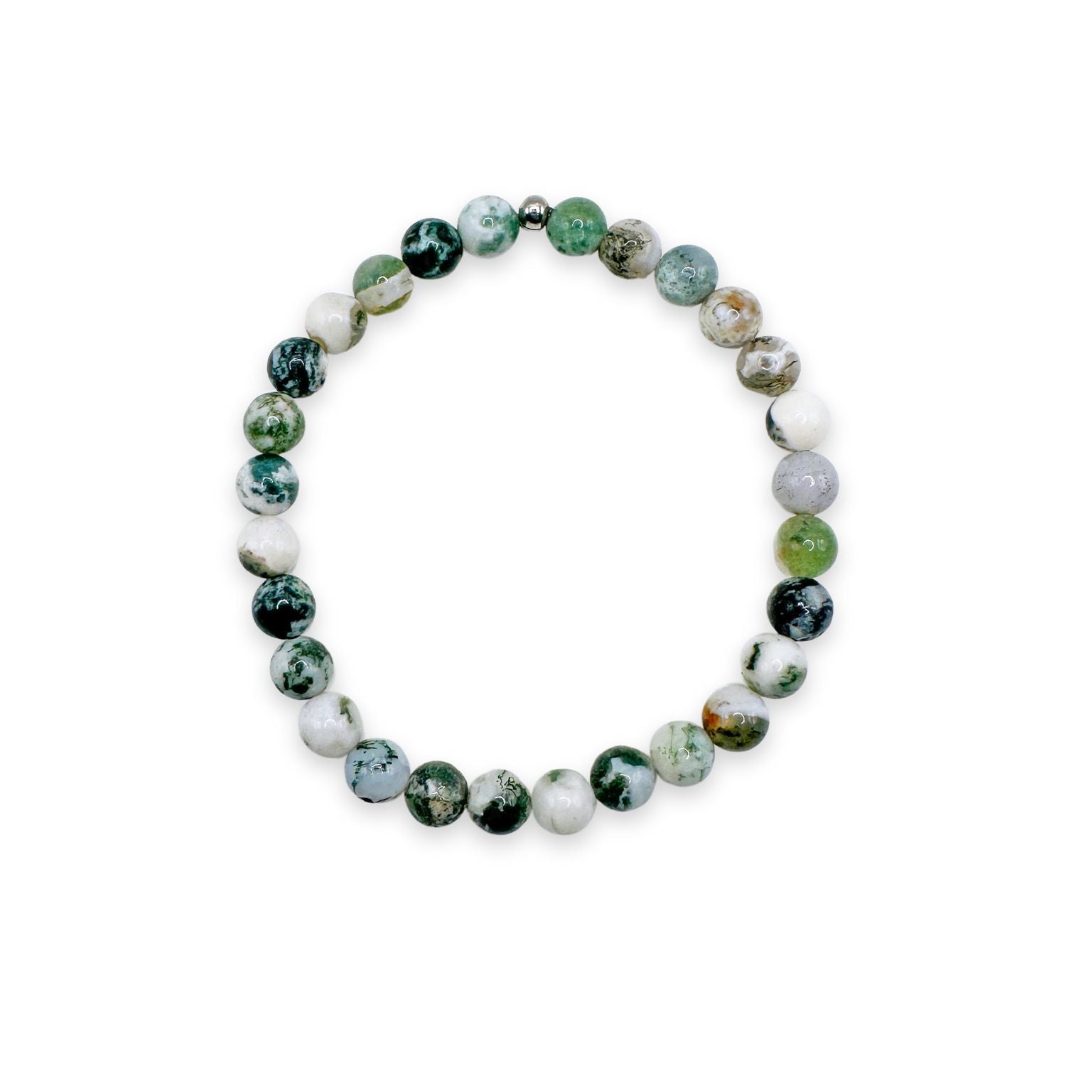 womens beaded bracelet in 6mm tree agate from Featherly