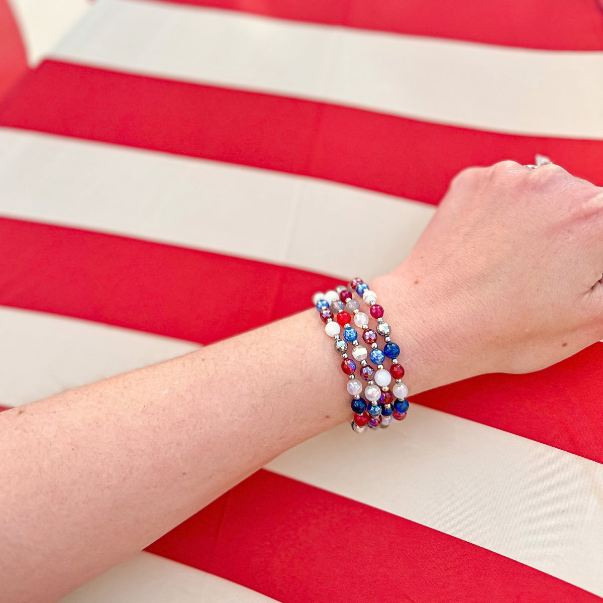 USA Confetti One of a Kind Mini Stacker Bracelet