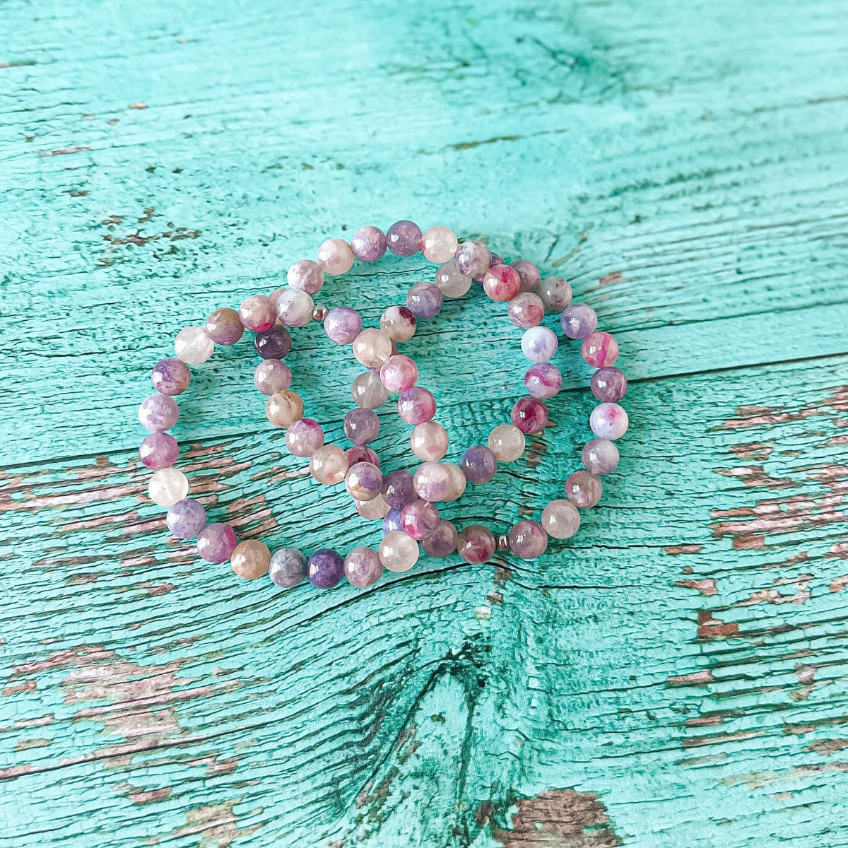 pink and purple beaded bracelet