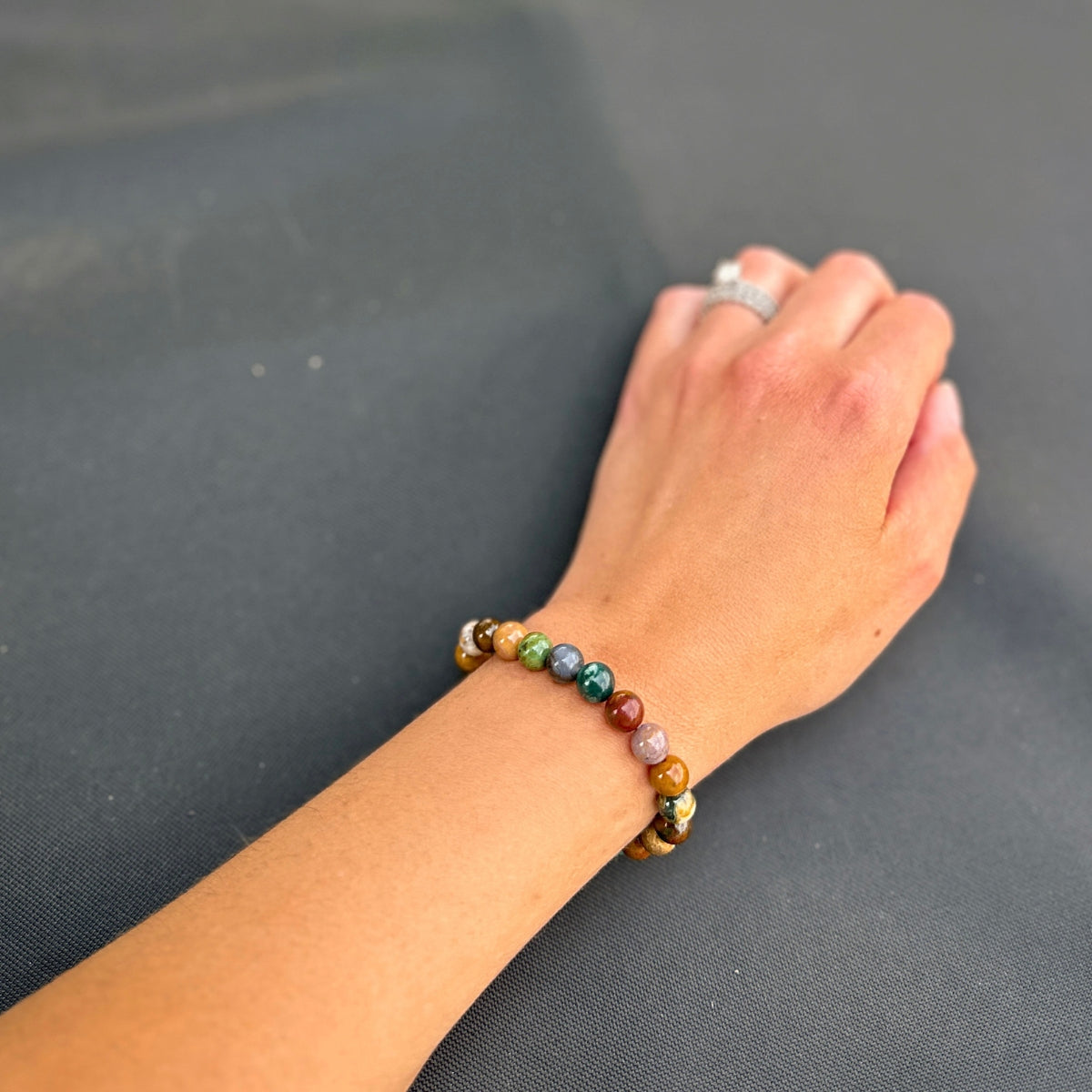 stacker bracelet from featherly in ocean jasper