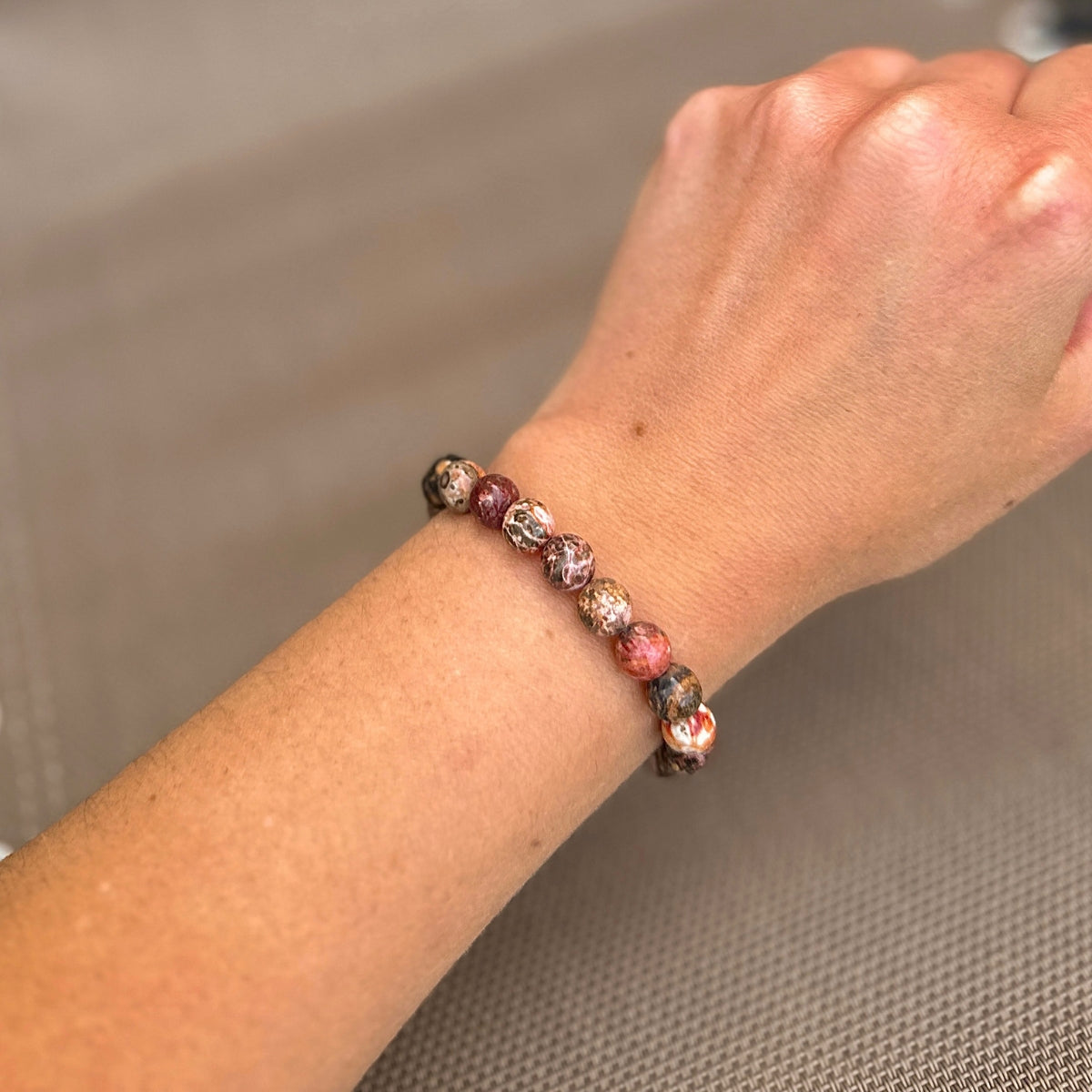 Red Leopard Skin Jasper Stacker Bracelet