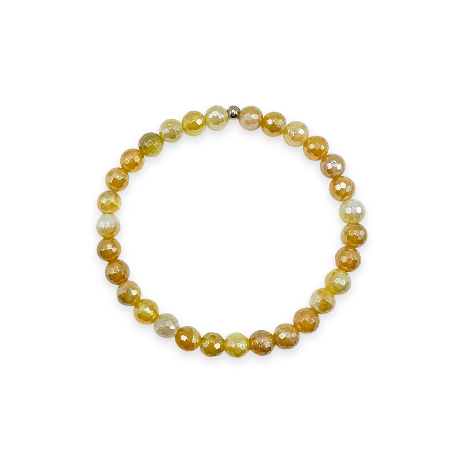 womens beaded bracelet in 6mm yellow banded agate from Featherly