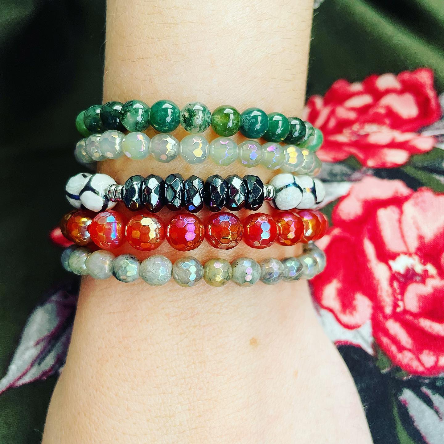 Balance - Strawberry Champagne Agate Faceted Stacker Bracelet