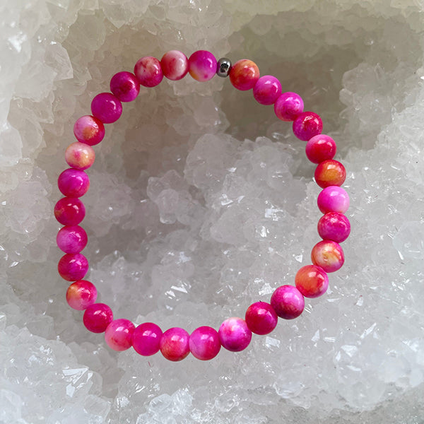 Pink Sunset Jade Mini Stacker Gemstone Crystal Bracelet