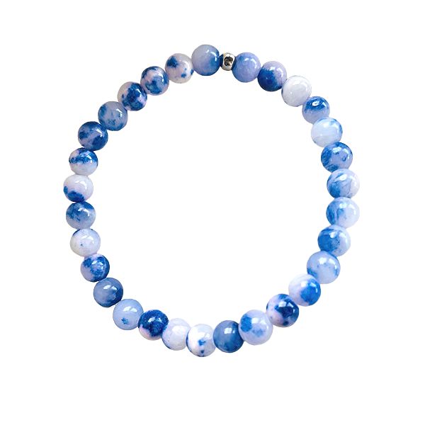 Featherly Blue Coastline Jade Mini Stacker Gemstone Crystal Beaded Bracelet