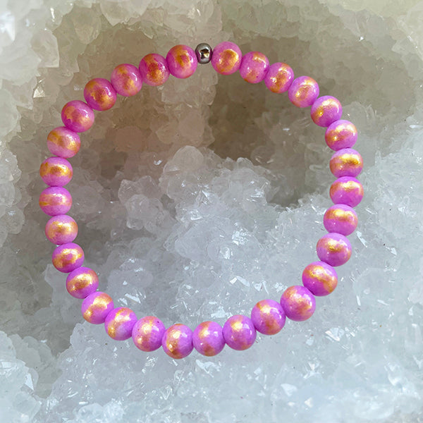 Love & Happiness - Golden Pink Jade Mini Stacker Bracelet