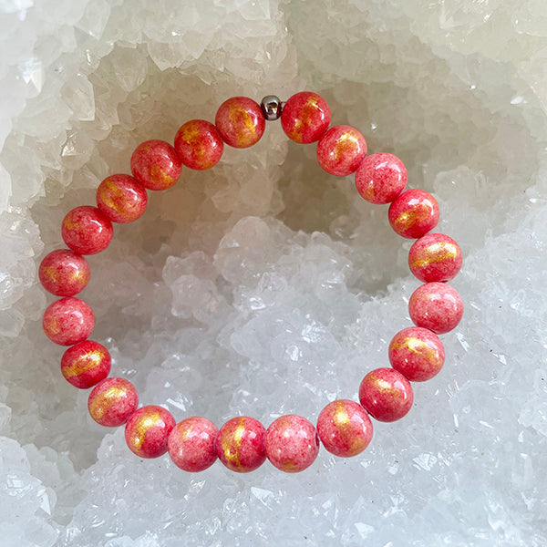 Love & Happiness - Golden Coral Jade Stacker Bracelet