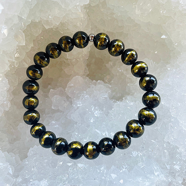 Golden Black Jade Crystal Gemstone Stacker Bracelet