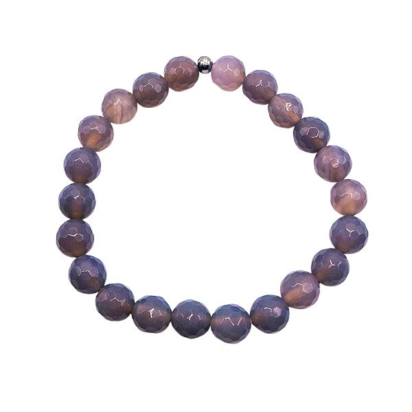 Featherly Gray Agate Faceted Stacker Beaded Gemstone Bracelet