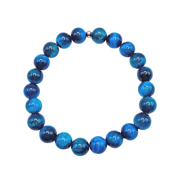 Featherly Ocean Blue Tiger's Eye Stacker Crystal Gemstone Beaded Bracelet