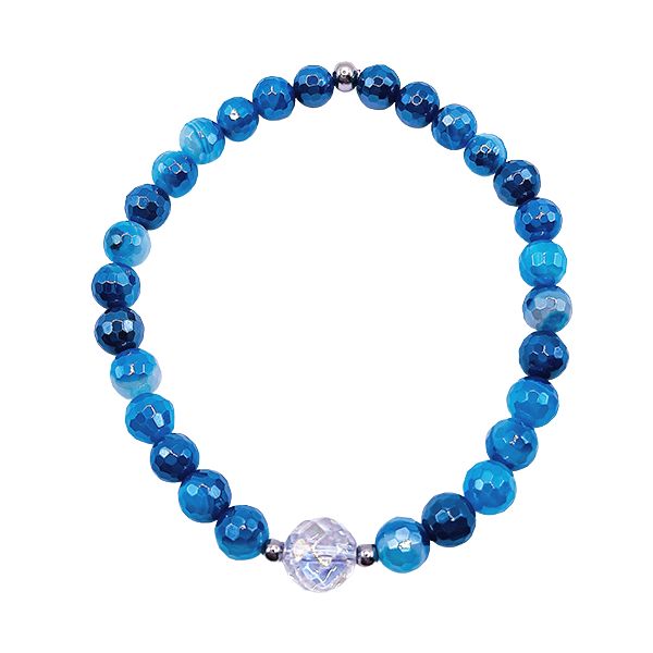 Featherly Vibes Blue Banded Agate Faceted Mini Zest Bracelet