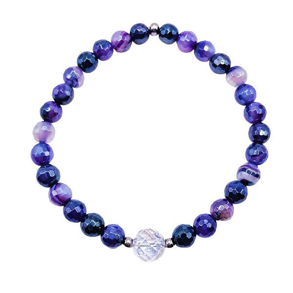 Featherly Purple Banded Agate Faceted Mini Zest Crystal Gemstone Bracelet
