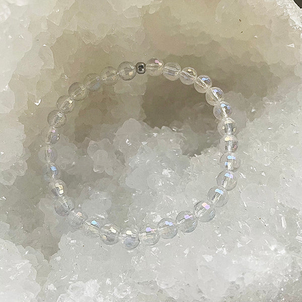 Rainbow Quartz Faceted Mini Stacker Gemstone Crystal Bracelet