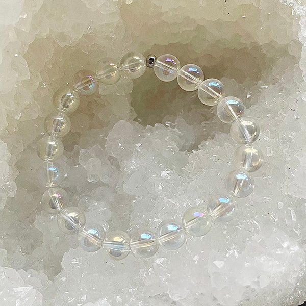 Rainbow Quartz Crystal Gemstone Stacker Bracelet