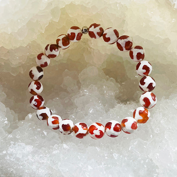 Protection & Balance - Spiced Tibetan Agate Faceted Stacker Bracelet