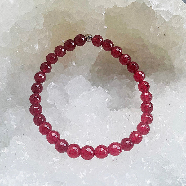 Red Jade Faceted Mini Stacker Crystal Gemstone Bracelet