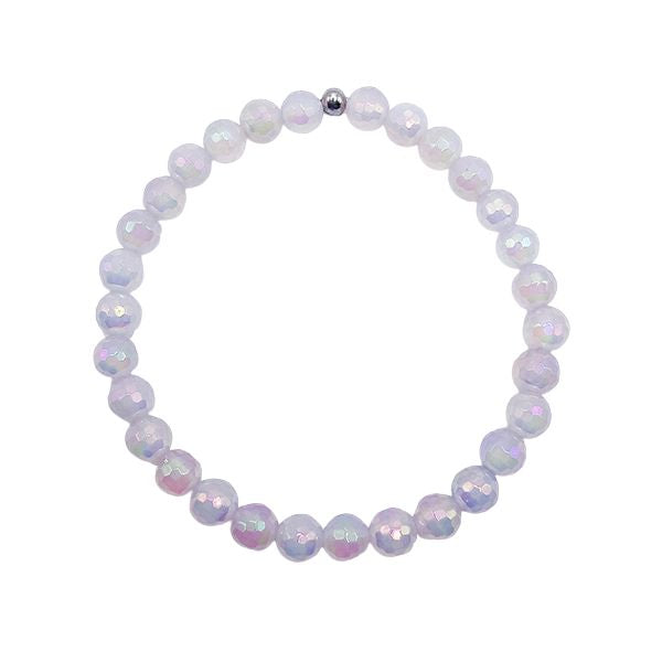 Featherly Mystic White Agate Faceted Mini Stacker Bracelet