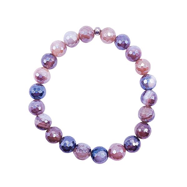 Featherly Coffee Agate Faceted Stacker Beaded Gemstone Crystal Bracelet