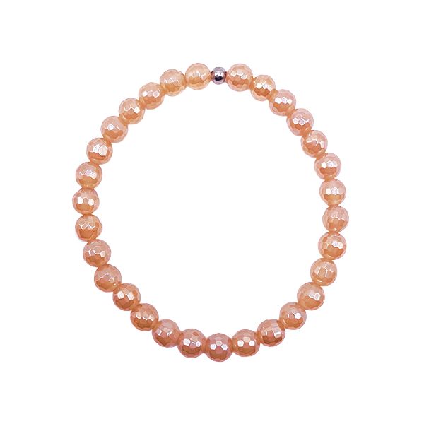 Featherly Champagne Agate Faceted Mini Stacker Crystal Gemstone Beaded Bracelet
