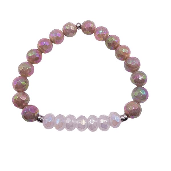 Featherly Positive Purpose Rose Quartz and Peach Moonstone Beaded Stretch Crystal Gemstone Bracelet