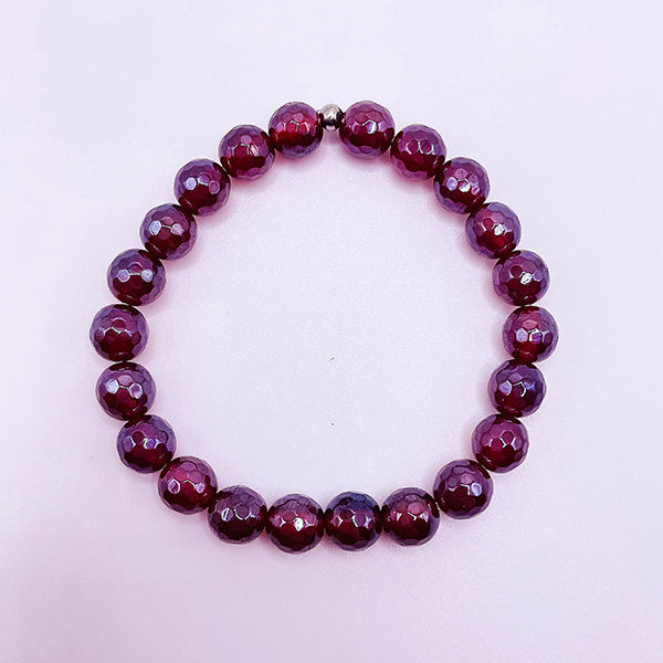 Featherly Black Cherry Agate Faceted Stacker Bracelet