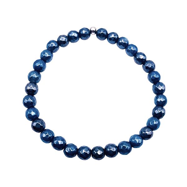 Featherly Navy Agate Faceted Mini Stacker Bracelet