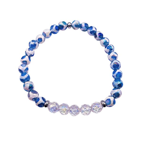 Featherly Blue Tibetan Agate Zest Stacker Bracelet