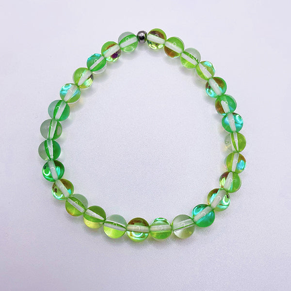 Featherly Green Mermaid Glass Mini Stacker Beaded Bracelet